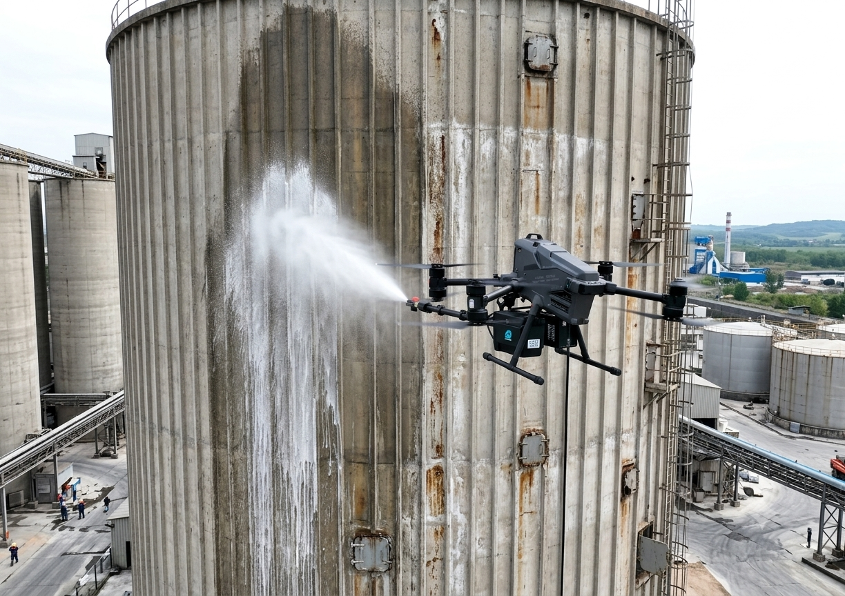 Lavaggio ad alta pressione per infrastrutture industriali e silos
